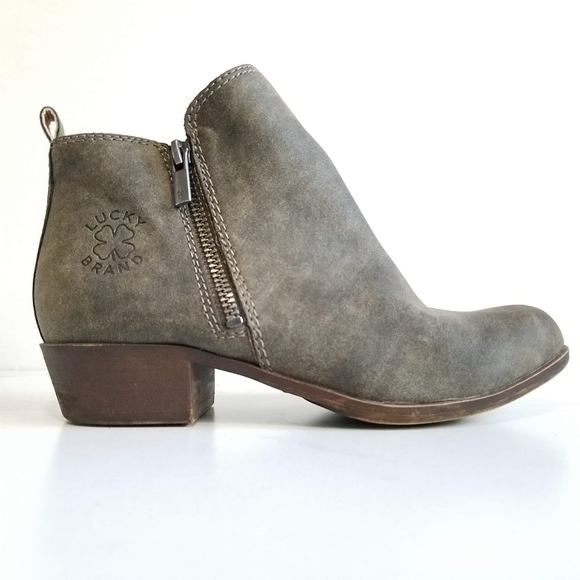 Lucky Brand Girls Brona Ankle Booties Taupe Zip - Picture 2 of 8